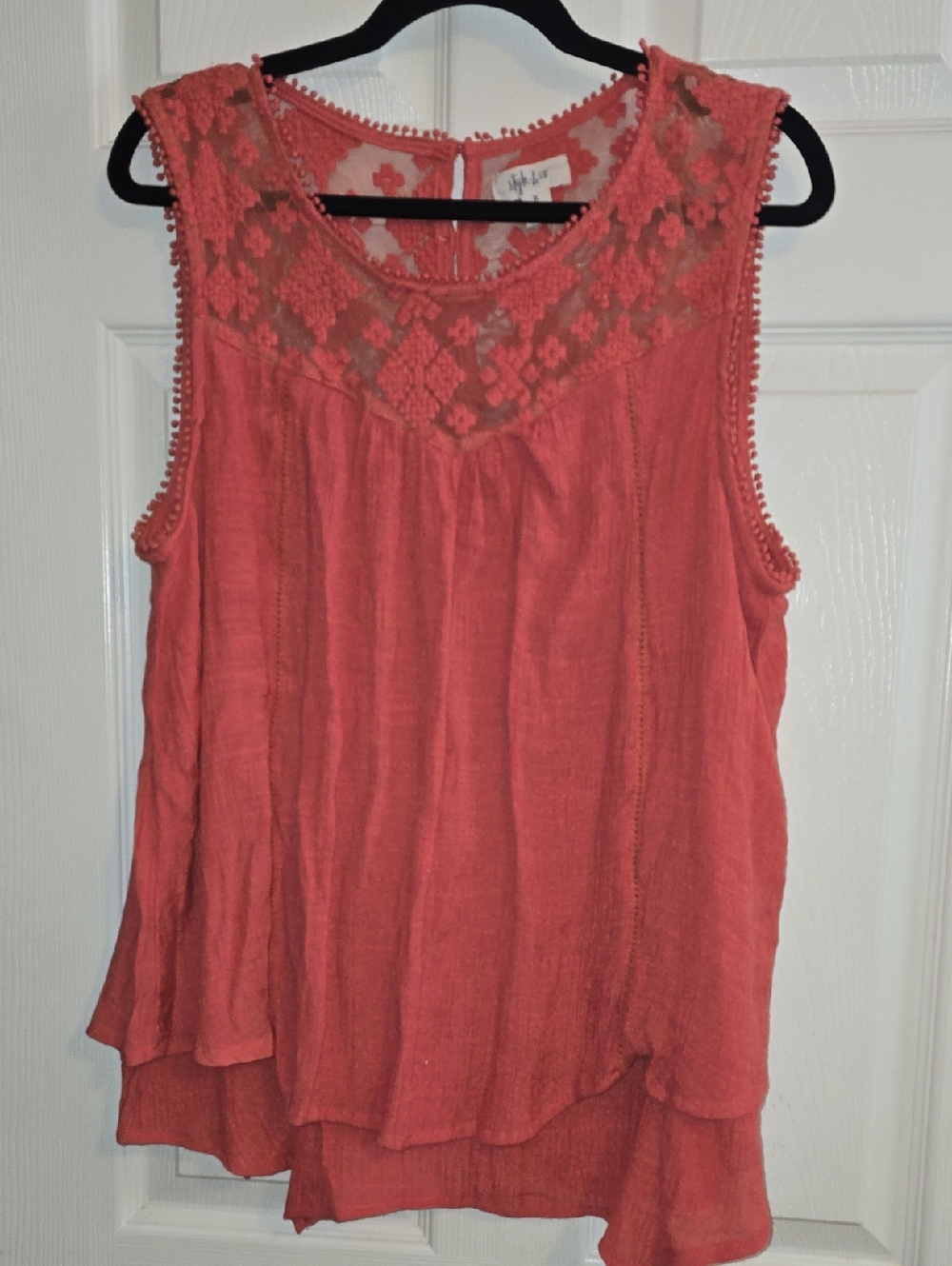 Style & Co. Coral Lace Yoke Layered Camisole